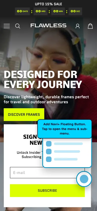 Navi+ FAB on the Flawless Shopify theme Navi+ FAB on the Flawless Shopify theme