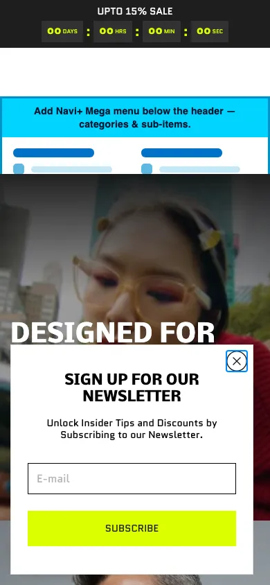 Navi+ mobile Mega Menu on the Flawless Shopify theme Navi+ mobile Mega Menu on the Flawless Shopify theme