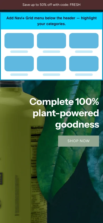 Navi+ Grid Menu on the Flow Shopify theme Navi+ Grid Menu on the Flow Shopify theme