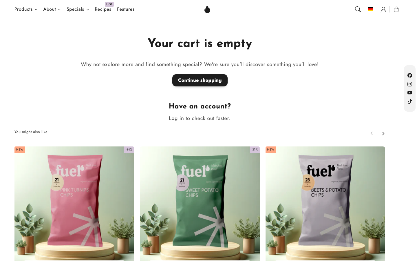 Cart → panel opened — Navi+ on the Flux Shopify theme