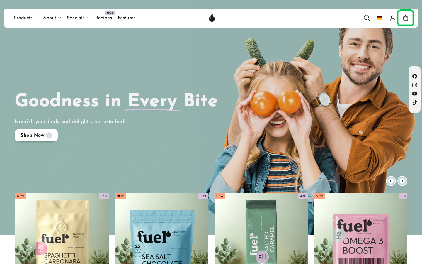 Cart → panel opened — Navi+ on the Flux Shopify theme