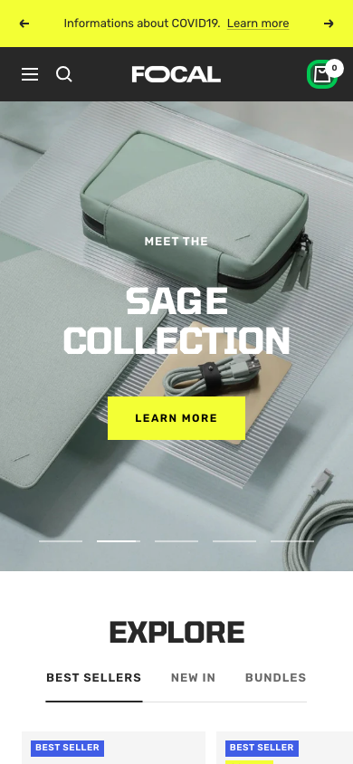 Cart → panel opened — Navi+ on the Focal Shopify theme Cart → panel opened — Navi+ on the Focal Shopify theme