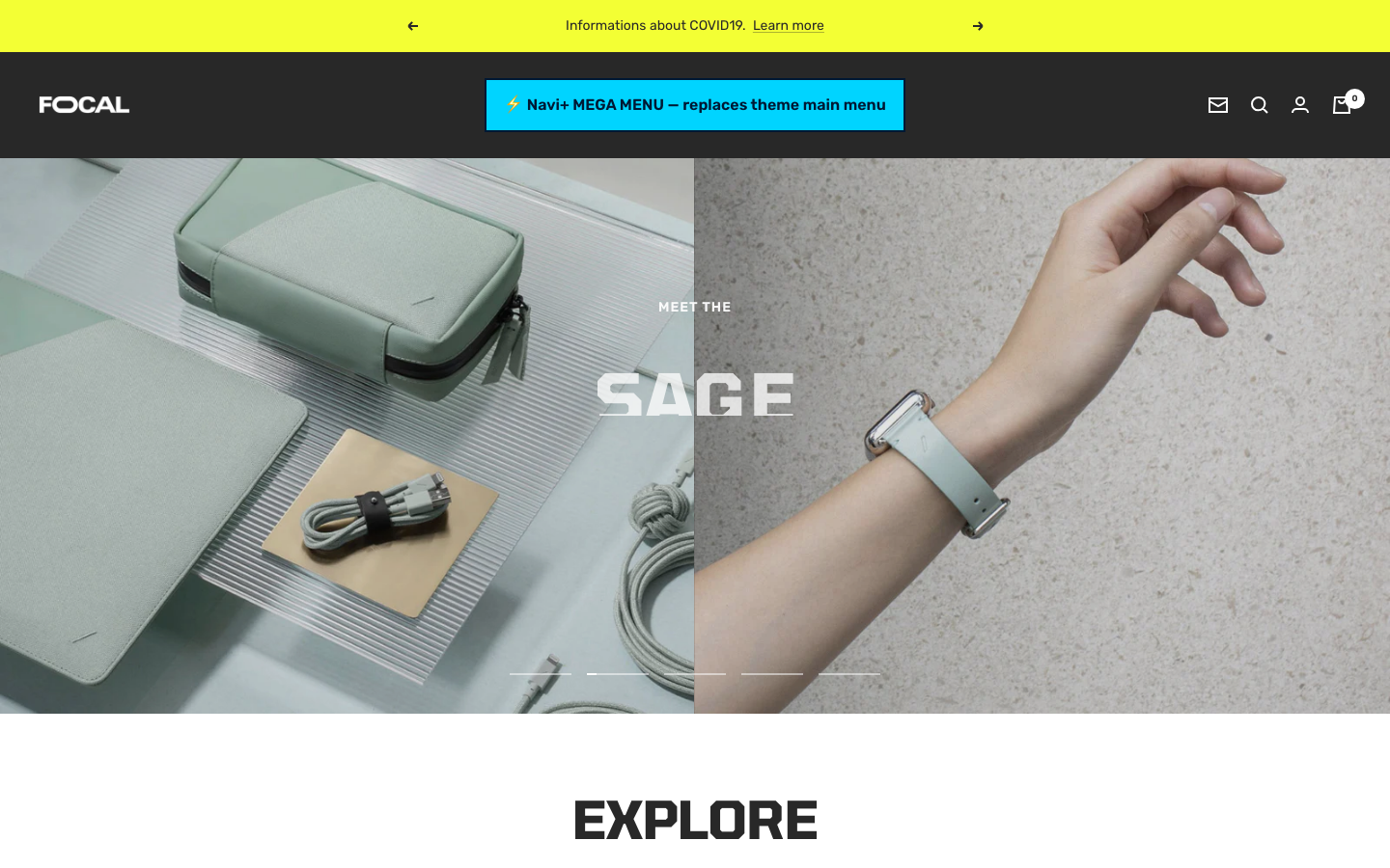 Replace main menu — Navi+ on the Focal Shopify theme Replace main menu — Navi+ on the Focal Shopify theme