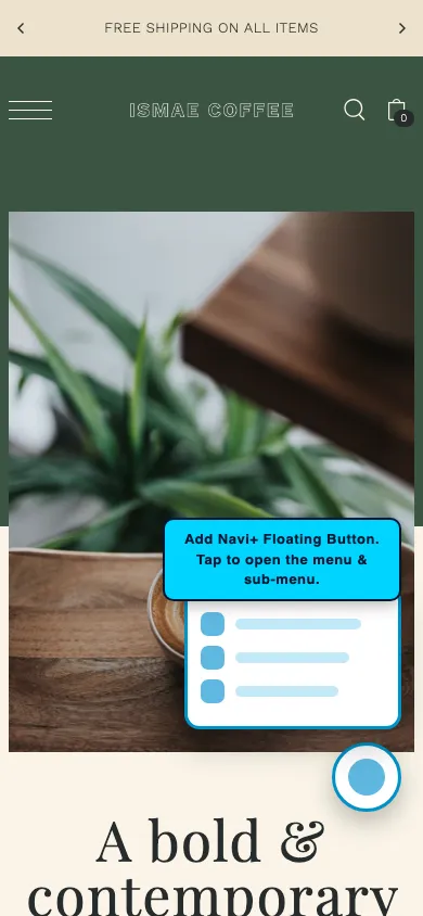 Navi+ FAB on the Foodie Shopify theme Navi+ FAB on the Foodie Shopify theme
