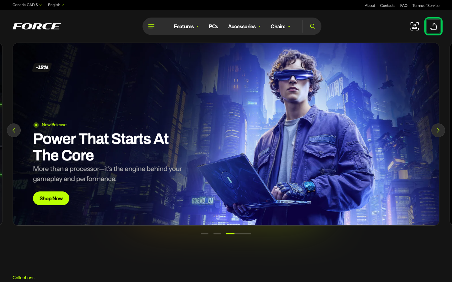 Cart → panel opened — Navi+ on the Force Shopify theme