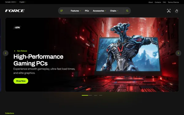 Full-page desktop screenshot of Shopify Force theme demo store