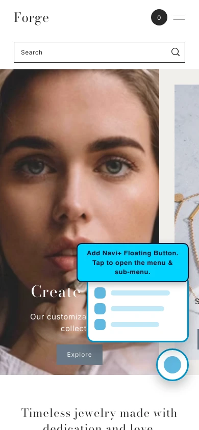 Navi+ FAB on the Forge Shopify theme Navi+ FAB on the Forge Shopify theme