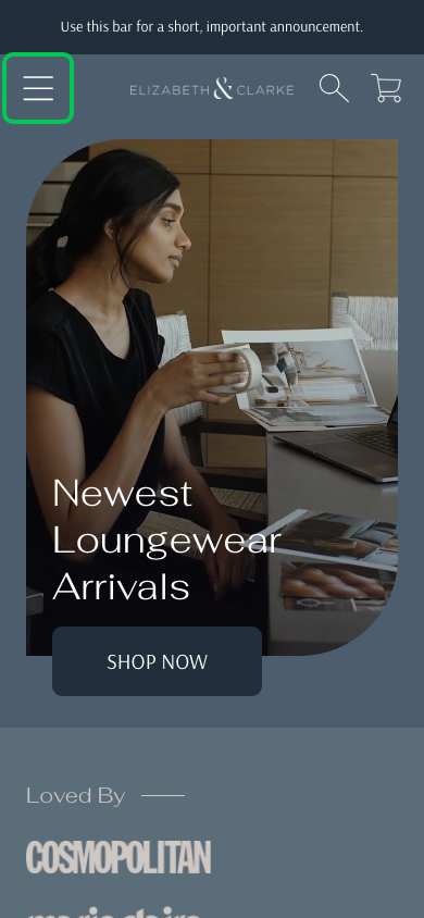 Hamburger → panel opened — Navi+ on the Frame Shopify theme Hamburger → panel opened — Navi+ on the Frame Shopify theme
