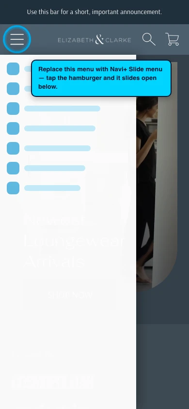 Navi+ Slide Menu on the Frame Shopify theme Navi+ Slide Menu on the Frame Shopify theme