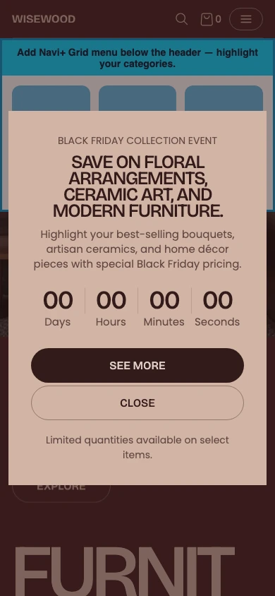 Navi+ Grid Menu on the Fullframe Shopify theme Navi+ Grid Menu on the Fullframe Shopify theme