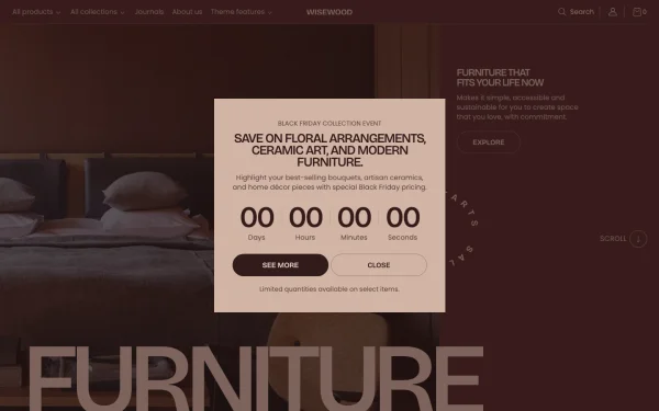 Full-page desktop screenshot of Shopify Fullframe theme demo store