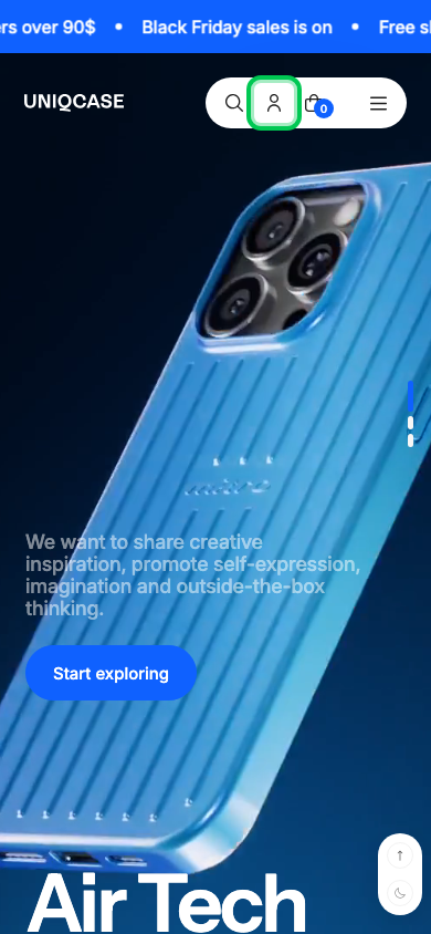 Hamburger → panel opened — Navi+ on the Futurer Shopify theme