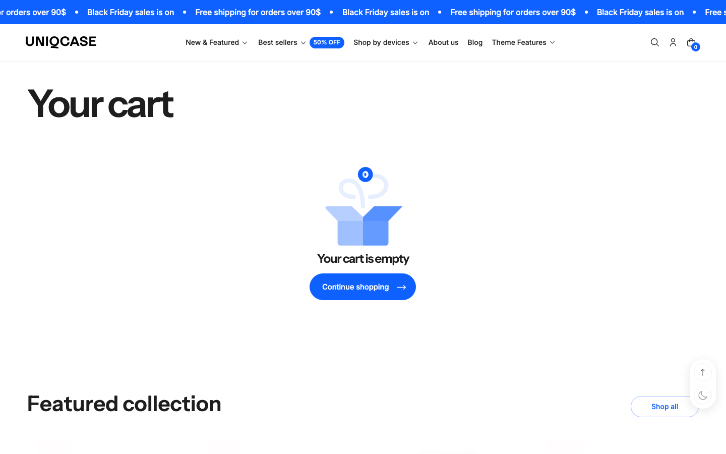 Cart → panel opened — Navi+ on the Futurer Shopify theme
