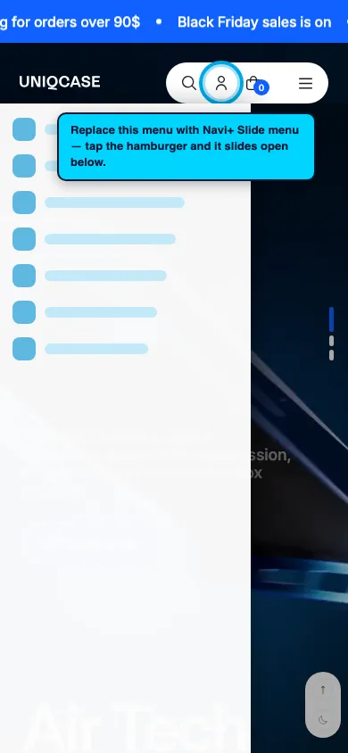 Navi+ Slide Menu on the Futurer Shopify theme Navi+ Slide Menu on the Futurer Shopify theme