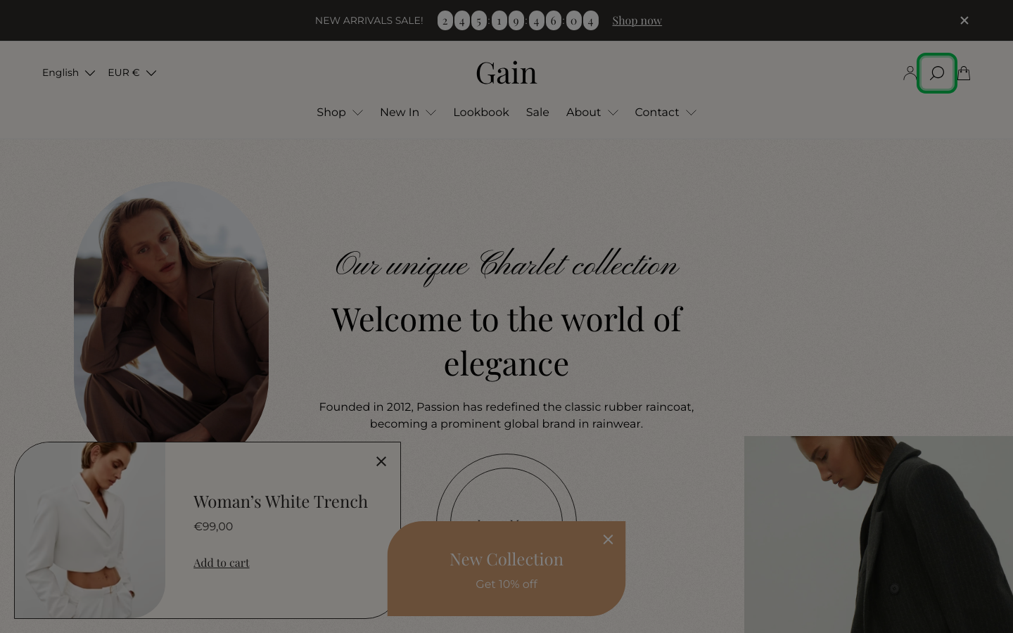 Search → panel opened — Navi+ on the Gain Shopify theme Search → panel opened — Navi+ on the Gain Shopify theme