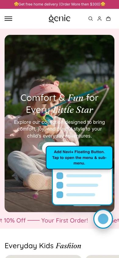 Navi+ FAB on the Genie Shopify theme Navi+ FAB on the Genie Shopify theme