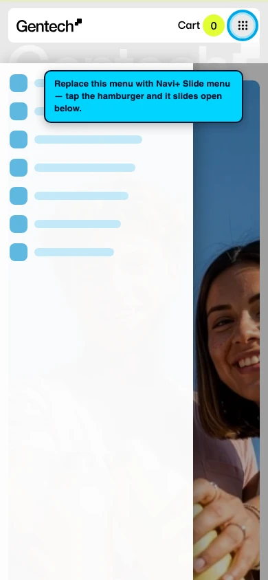 Navi+ Slide Menu on the Gentech Shopify theme Navi+ Slide Menu on the Gentech Shopify theme