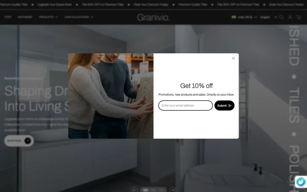 Full-page desktop screenshot of Shopify Granivio theme demo store