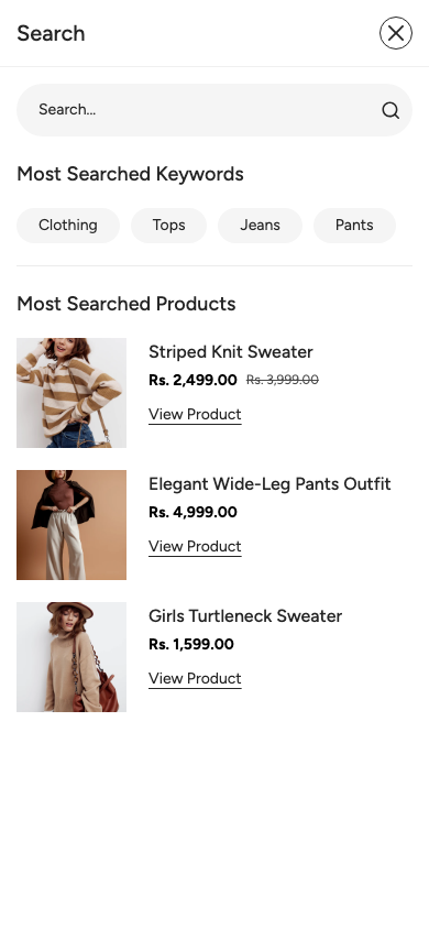 Search → panel opened — Navi+ on the Gravity Shopify theme Search → panel opened — Navi+ on the Gravity Shopify theme