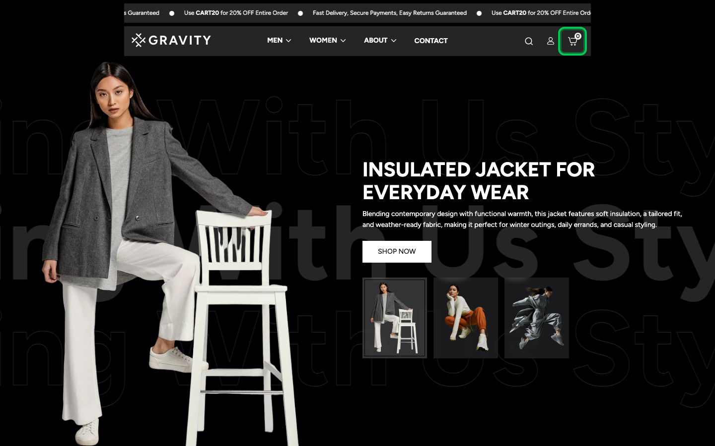 Cart → panel opened — Navi+ on the Gravity Shopify theme Cart → panel opened — Navi+ on the Gravity Shopify theme