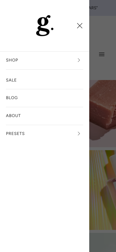 Hamburger → panel opened — Navi+ on the Grid Shopify theme