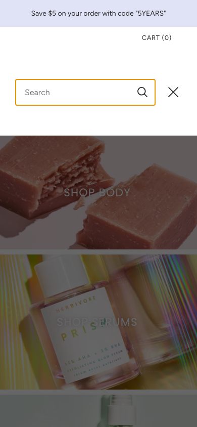 Search → panel opened — Navi+ on the Grid Shopify theme