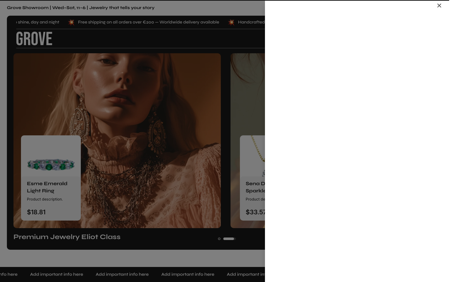 Cart → panel opened — Navi+ on the Grove Shopify theme Cart → panel opened — Navi+ on the Grove Shopify theme