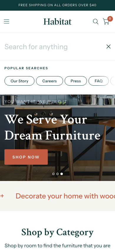 Search → panel opened — Navi+ on the Habitat Shopify theme Search → panel opened — Navi+ on the Habitat Shopify theme