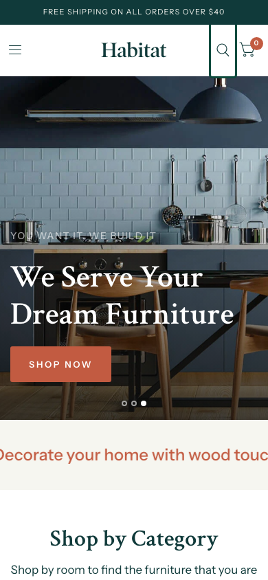 Search → panel opened — Navi+ on the Habitat Shopify theme Search → panel opened — Navi+ on the Habitat Shopify theme