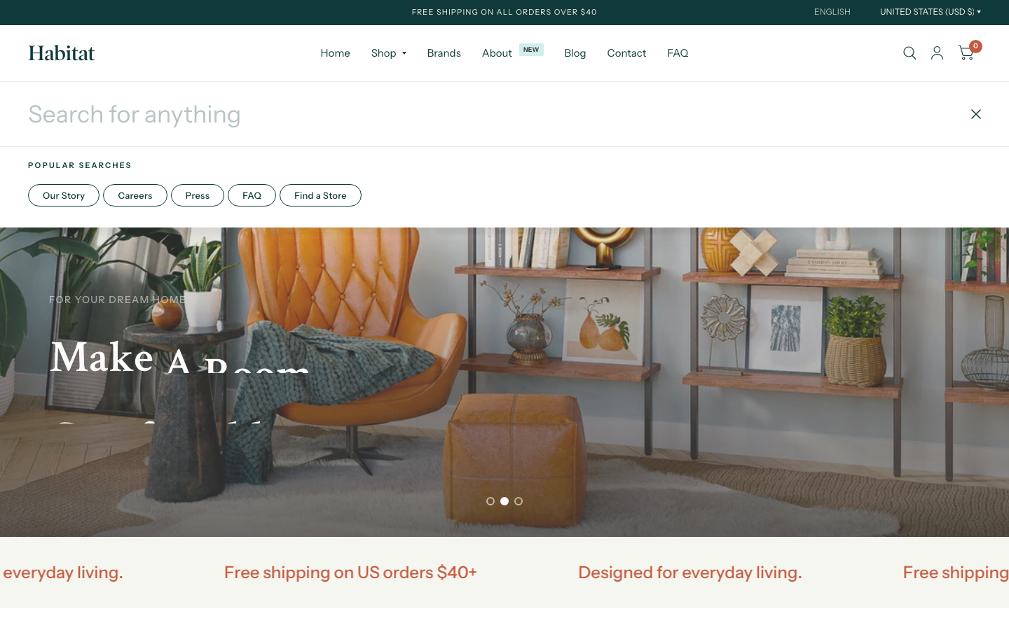 Search → panel opened — Navi+ on the Habitat Shopify theme Search → panel opened — Navi+ on the Habitat Shopify theme