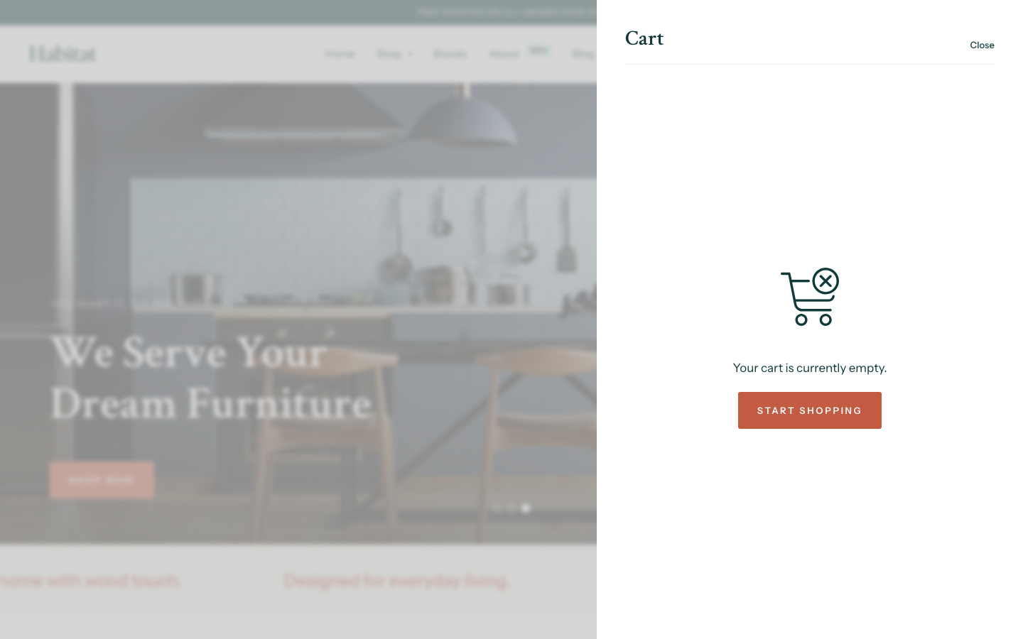 Cart → panel opened — Navi+ on the Habitat Shopify theme Cart → panel opened — Navi+ on the Habitat Shopify theme