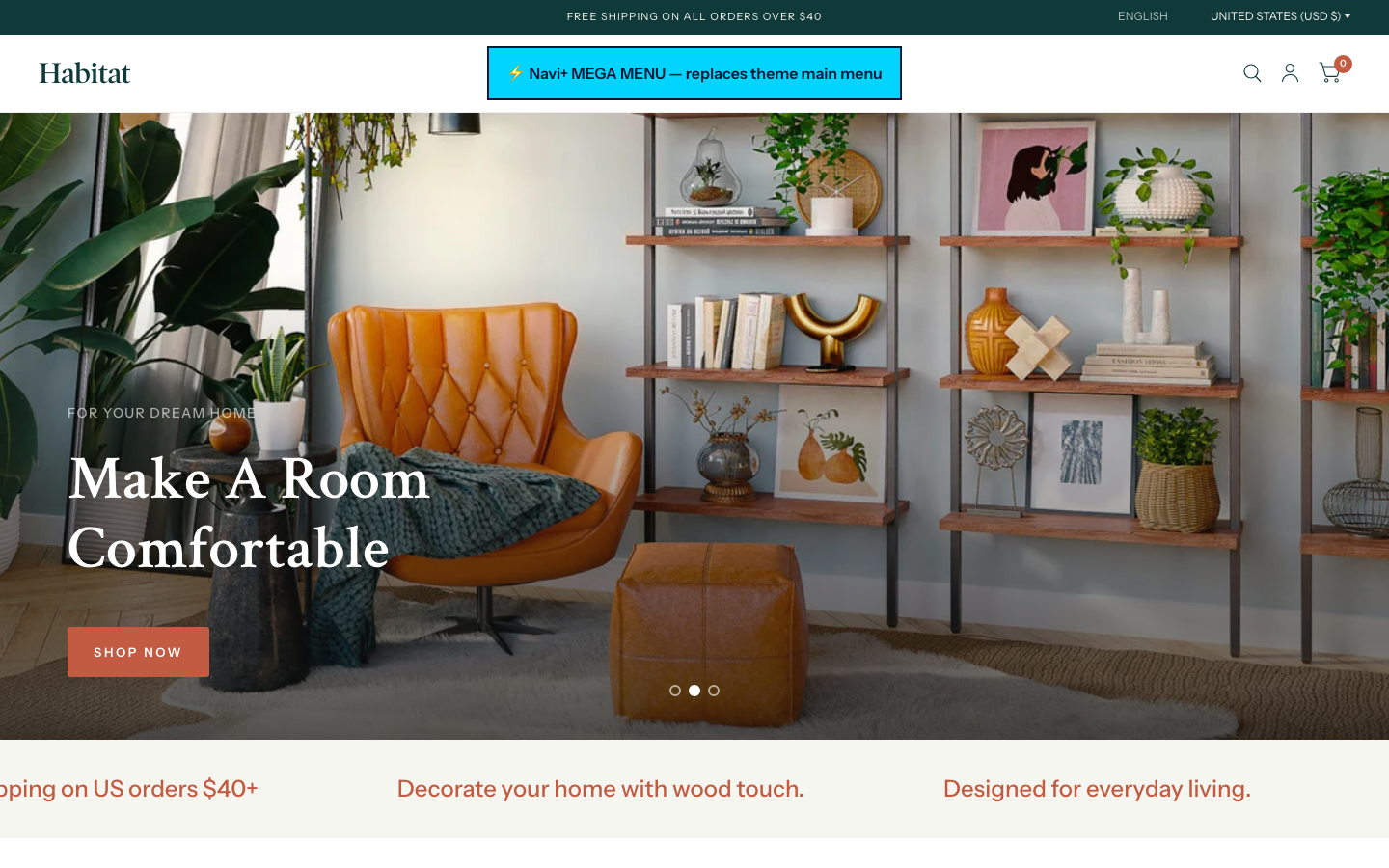 Replace main menu — Navi+ on the Habitat Shopify theme Replace main menu — Navi+ on the Habitat Shopify theme