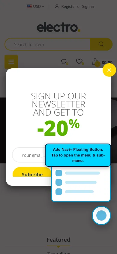 Navi+ FAB on the Handy Shopify theme Navi+ FAB on the Handy Shopify theme
