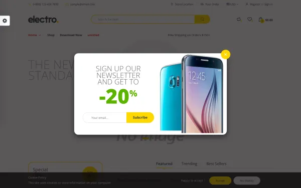 Navi+ menus on the Handy Shopify theme — desktop preview