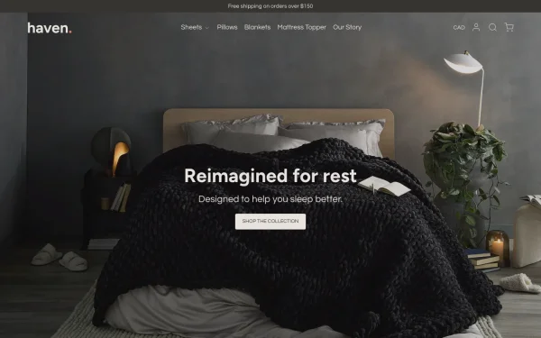 Full-page desktop screenshot of Shopify Haven theme demo store