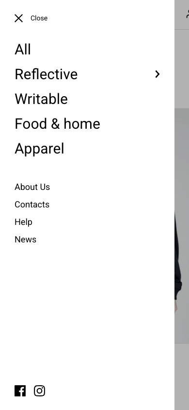 Hamburger → panel opened — Navi+ on the Highlight Shopify theme