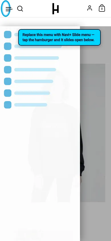 Navi+ Slide Menu on the Highlight Shopify theme Navi+ Slide Menu on the Highlight Shopify theme