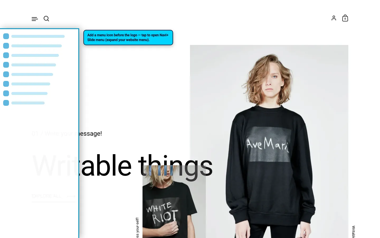 Navi+ trigger icon before the logo on the Highlight Shopify theme Navi+ trigger icon before the logo on the Highlight Shopify theme
