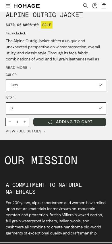 Cart → panel opened — Navi+ on the Homage Shopify theme Cart → panel opened — Navi+ on the Homage Shopify theme