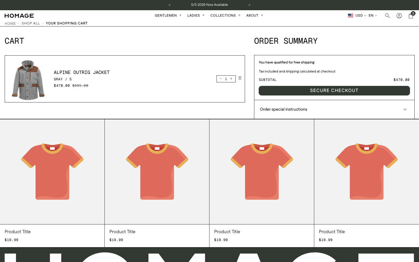 Cart → panel opened — Navi+ on the Homage Shopify theme Cart → panel opened — Navi+ on the Homage Shopify theme