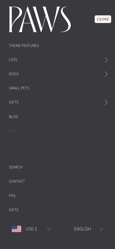 Hamburger → panel opened — Navi+ on the Honey Shopify theme