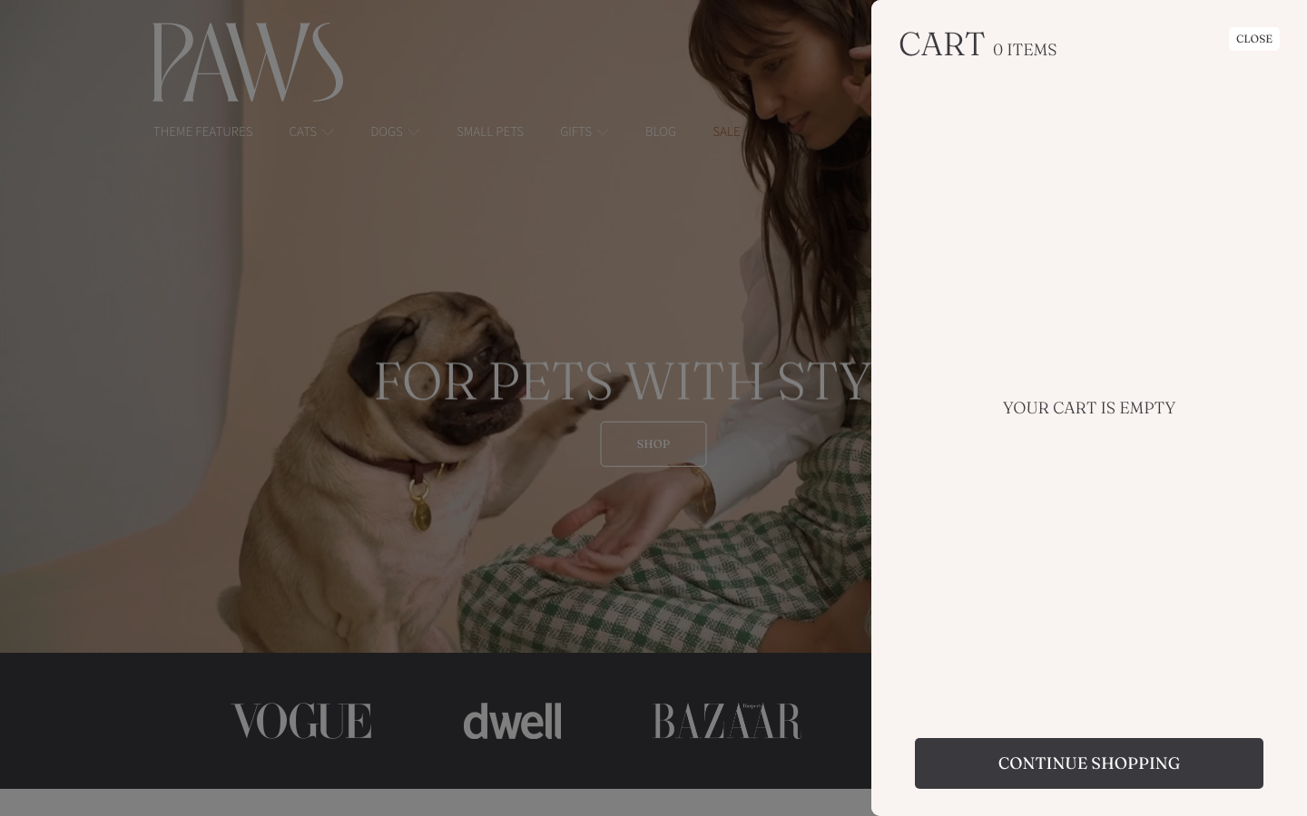 Cart → panel opened — Navi+ on the Honey Shopify theme