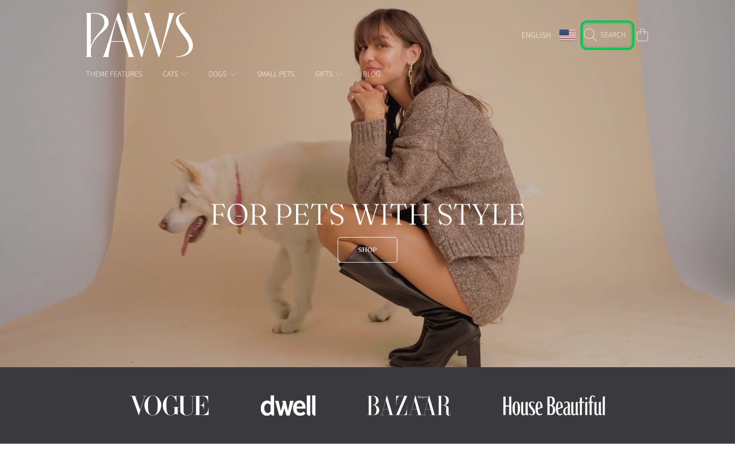 Search → panel opened — Navi+ on the Honey Shopify theme