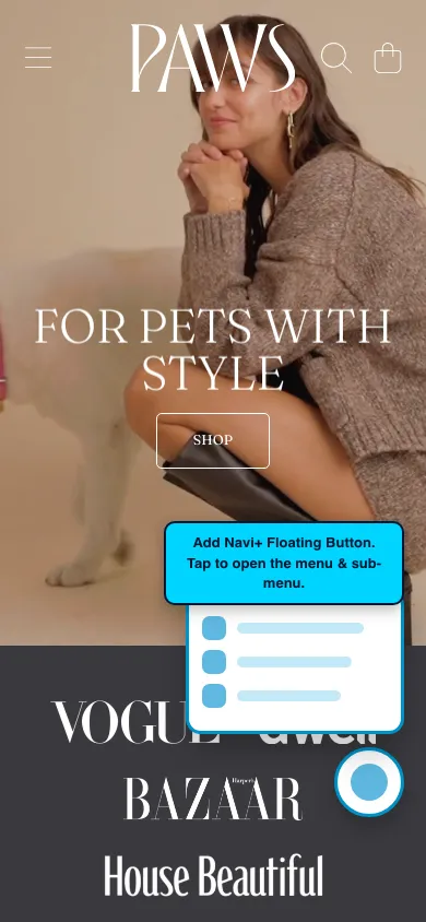 Navi+ FAB on the Honey Shopify theme Navi+ FAB on the Honey Shopify theme