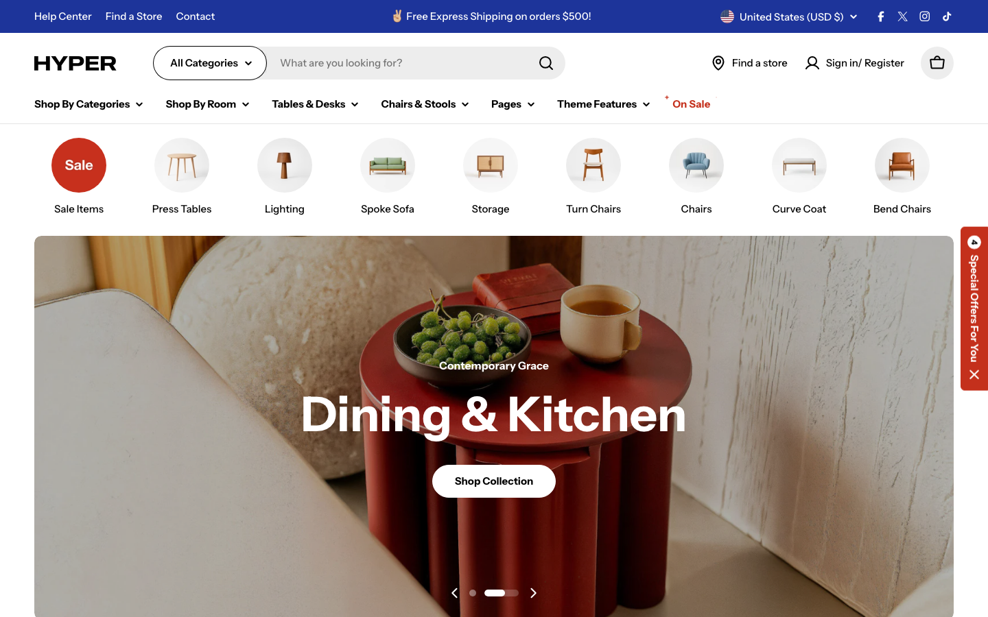 Search → panel opened — Navi+ on the Hyper Shopify theme