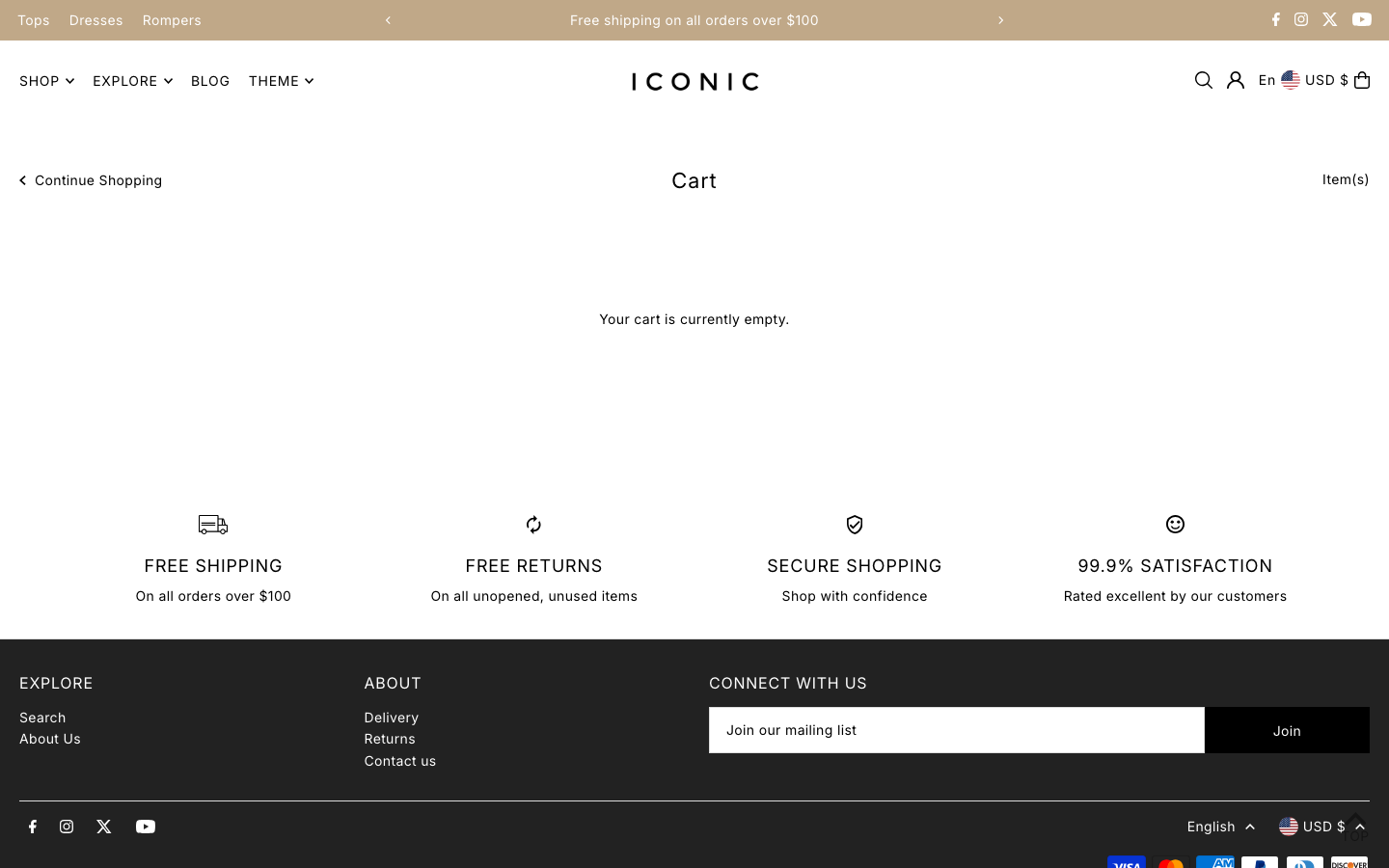 Cart → panel opened — Navi+ on the Icon Shopify theme