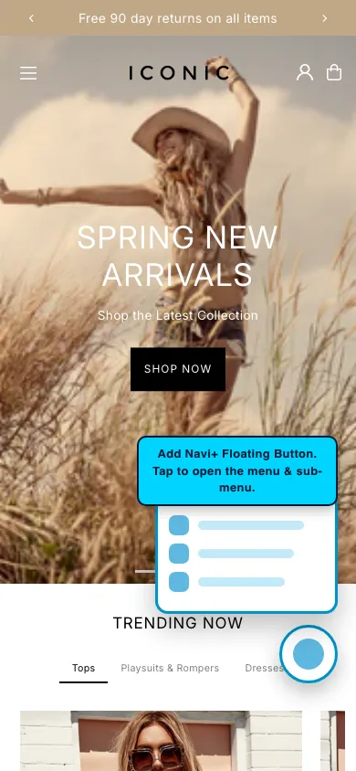 Navi+ FAB on the Icon Shopify theme Navi+ FAB on the Icon Shopify theme