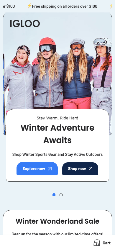 Cart → panel opened — Navi+ on the Igloo Shopify theme