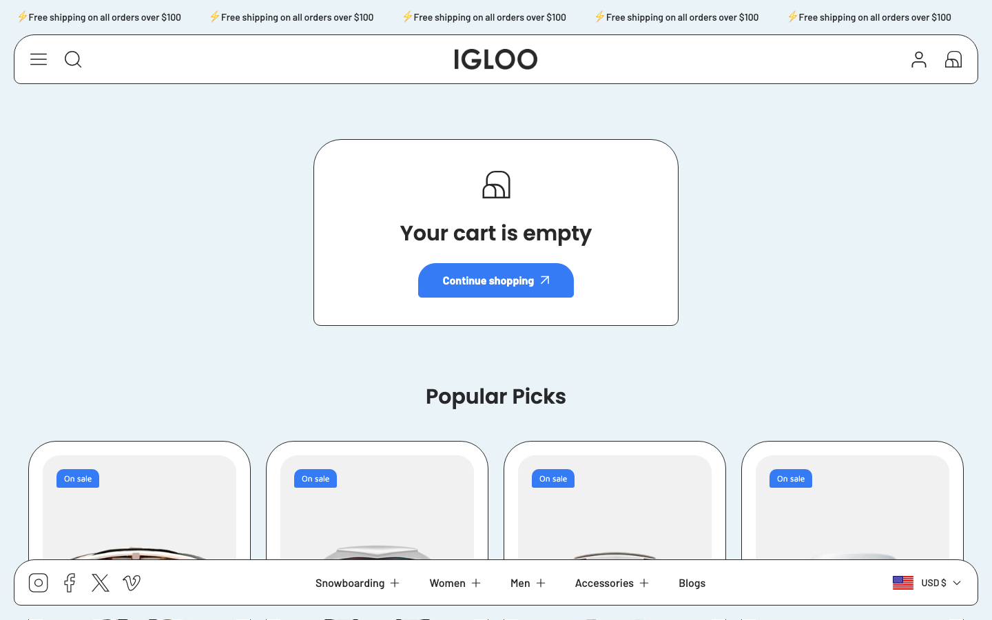Cart → panel opened — Navi+ on the Igloo Shopify theme