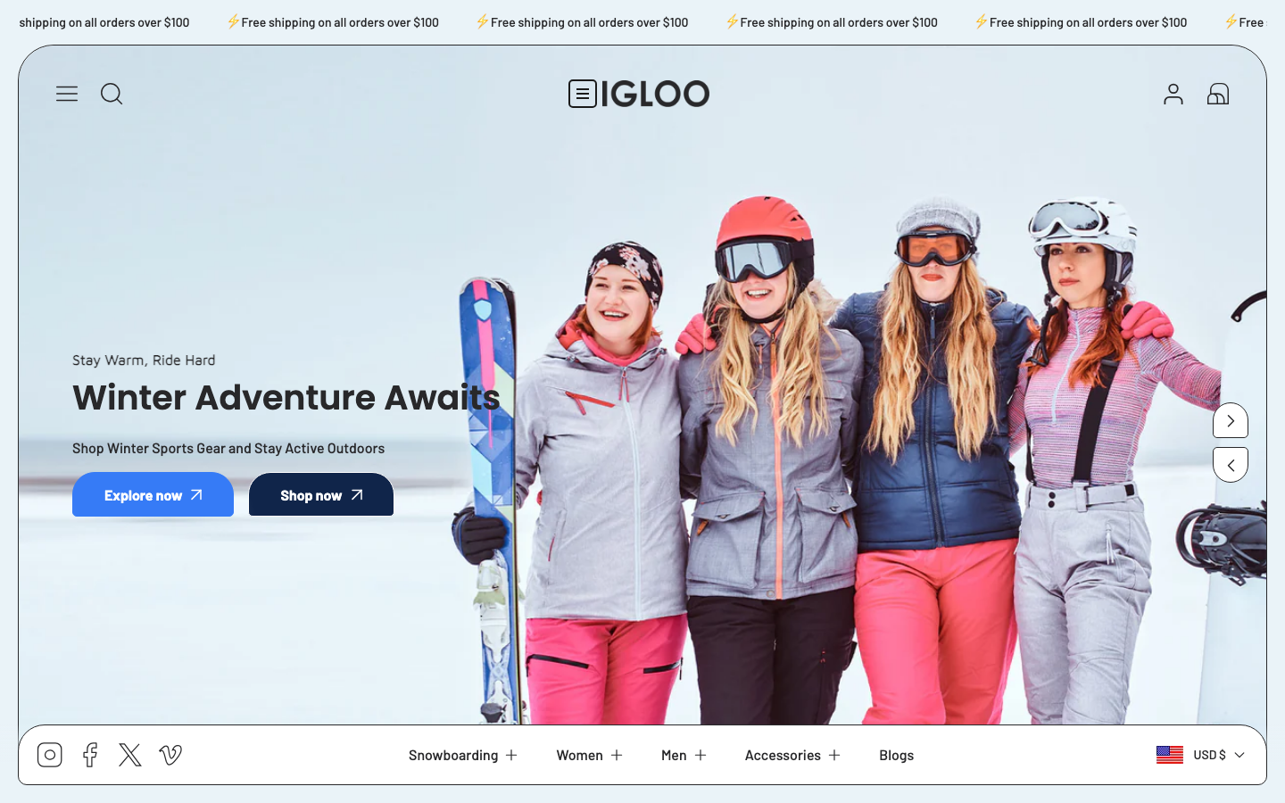 Icon before logo — Navi+ on the Igloo Shopify theme